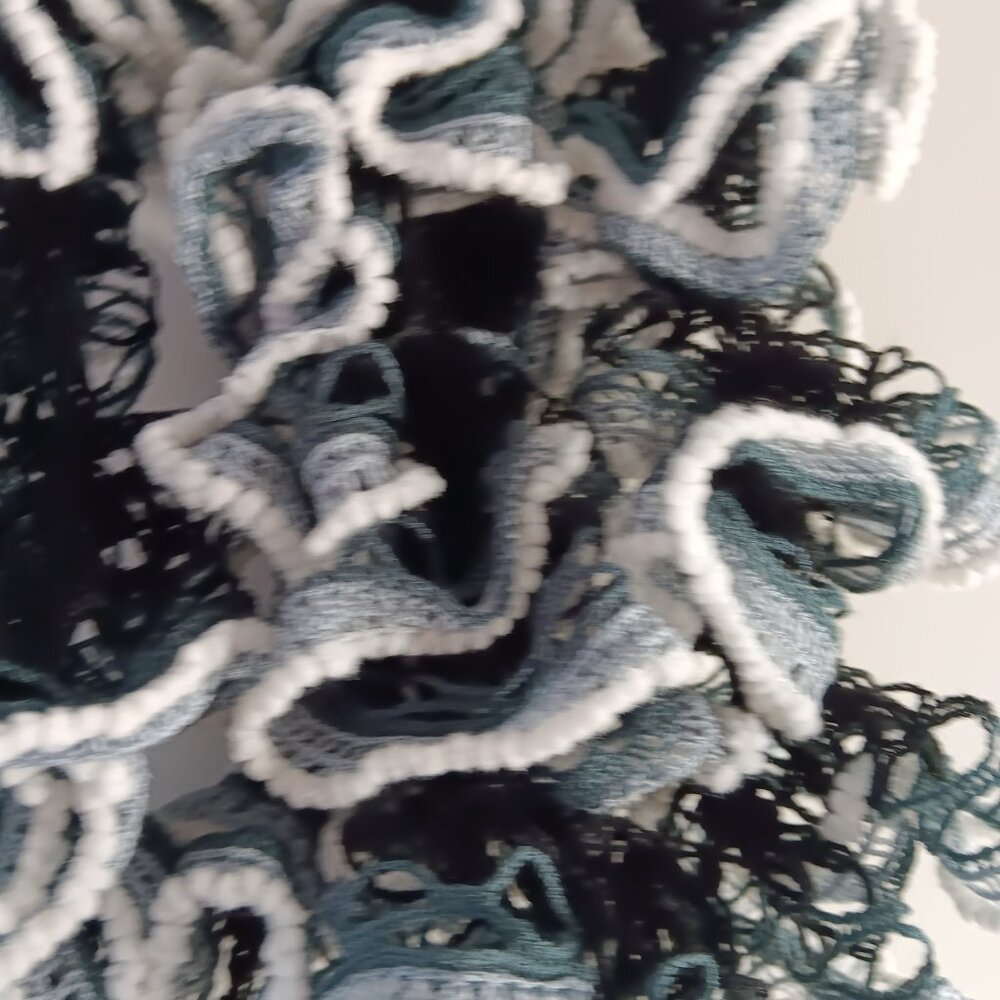Handmade by me black grey and white ruffle accessory scarf, Never worn E12 - Picture 3 of 6